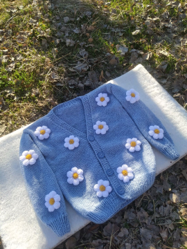 Çiçekli Hırka  Açık Mavi