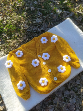 Çiçekli Hırka  Sarı