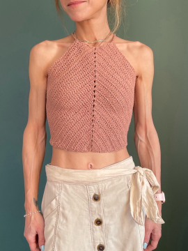 Hela Halter Yaka Crop Şeftali Rengi