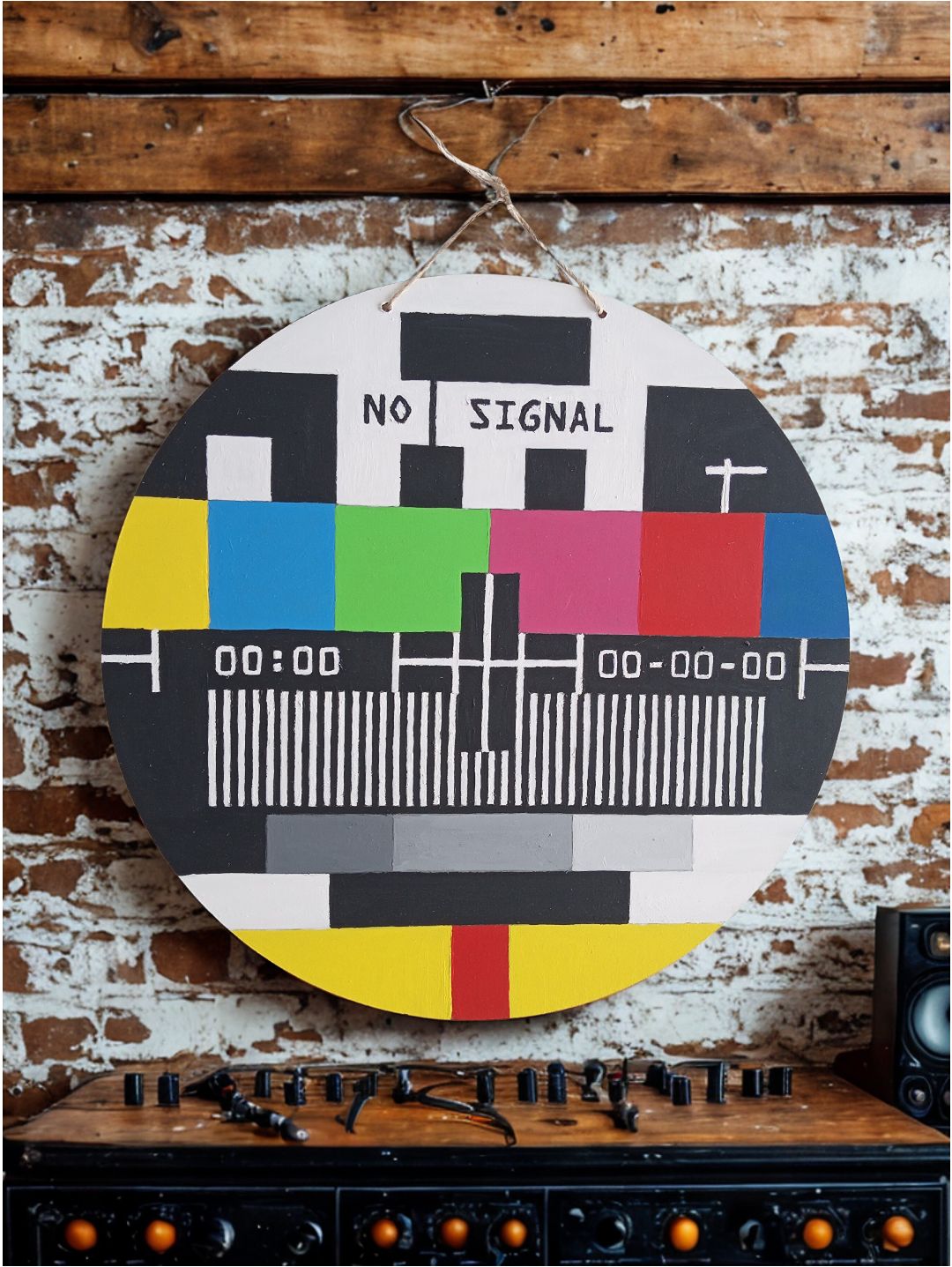 no-signal-retro-tablo-duvar-dekor-cok-renkli