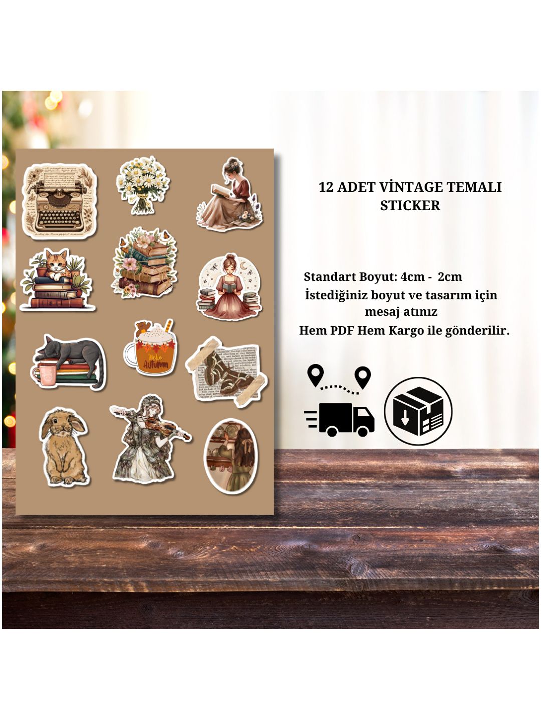 12-adet-vintage-temali-sticker-kahverengi