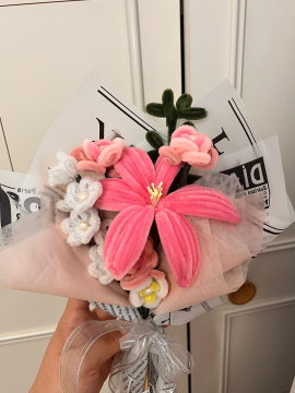 Pembe Lilyum Buket Pembe