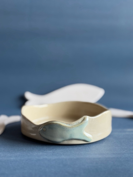 Balık Serisi Stoneware Kase  Bej