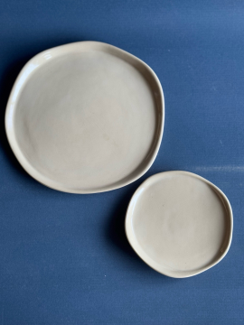 Stoneware 2 Li Sunum İkram Tabağı Bej