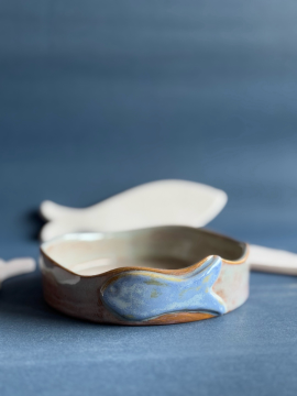 Balık Serisi Stoneware Kase  Gri