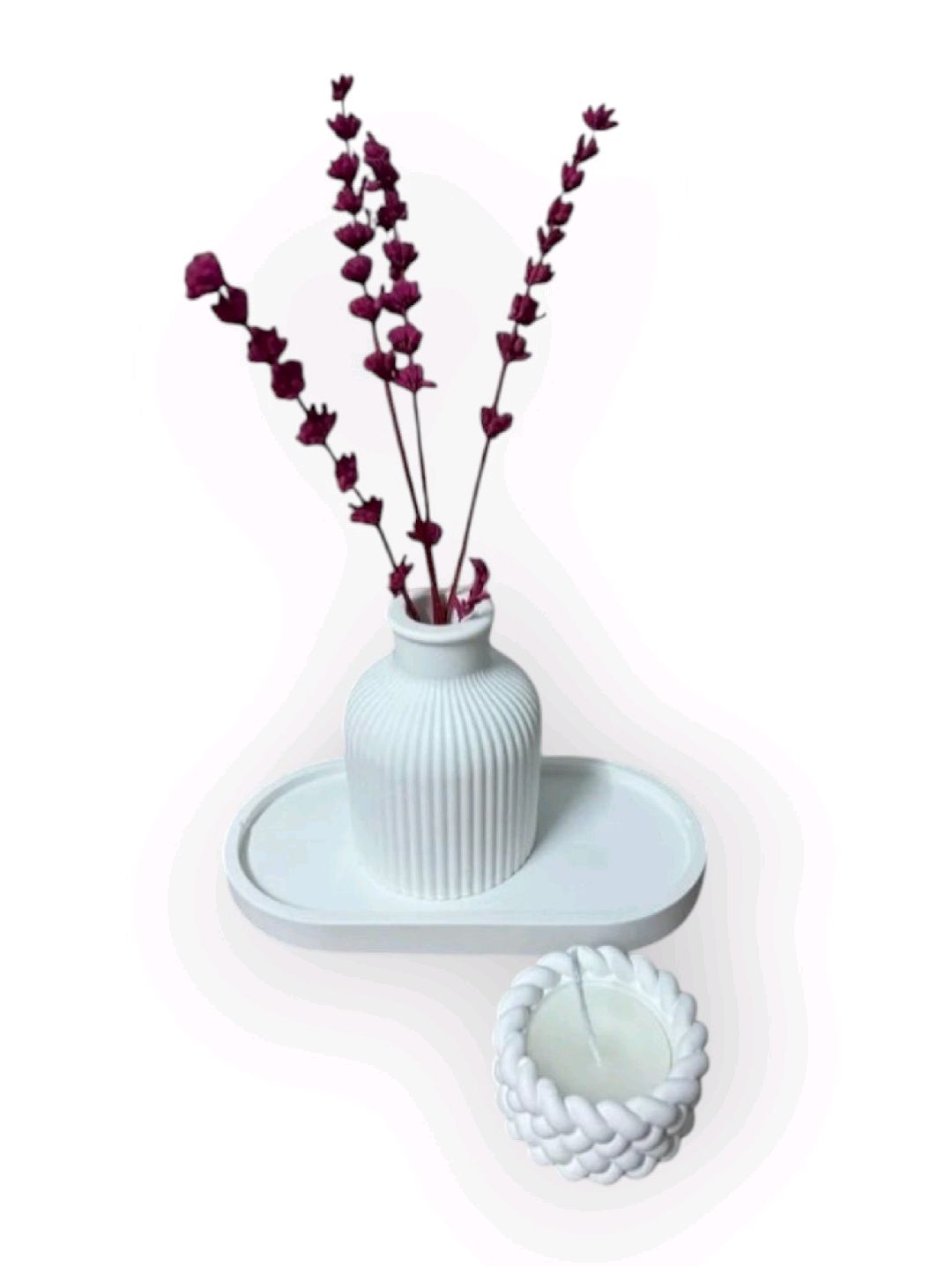 cizgili-vazo-orgulu-mum-ve-oval-tepsi-dekoratif-set-beyaz