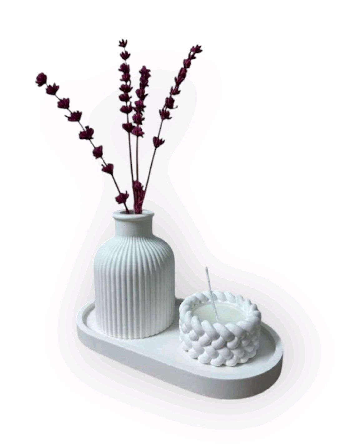 cizgili-vazo-orgulu-mum-ve-oval-tepsi-dekoratif-set-beyaz