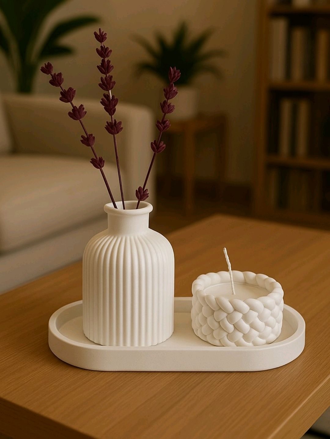 cizgili-vazo-orgulu-mum-ve-oval-tepsi-dekoratif-set-beyaz