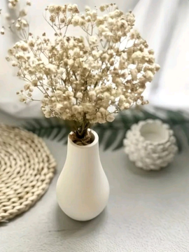 Minimal Beyaz Bohem Dekoratif Vazo  Beyaz