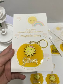 Güneş Pleksi Anahtarlık Sarı