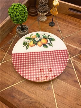 Limonlu Rustic Sunum Tabağı  Epoksi Kaplı 25 Cm Çok Renkli