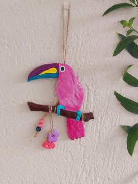 Pembe Tukan Kuşu  Hayvan Desenli Pembe