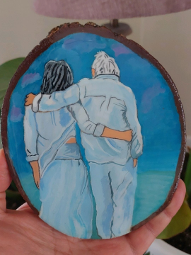 Sevgililer Ahşap Tablo  Çok Renkli