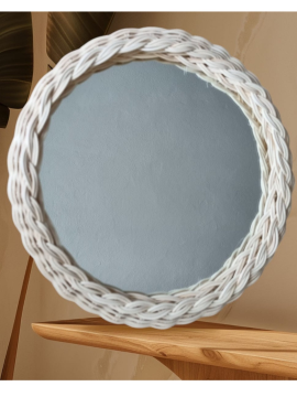 30cm Rattan  Hasır Ayna  Bej