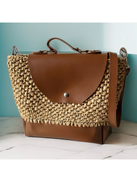 Byehandmade El Yapımı Saman Rengi Omuz Çantası Taba