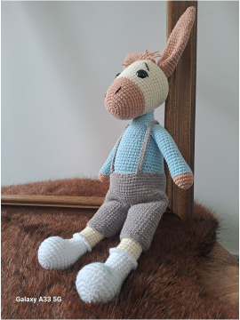 Eşek Amigurumi Oyuncak Uyku Arkadaşı Krem Rengi