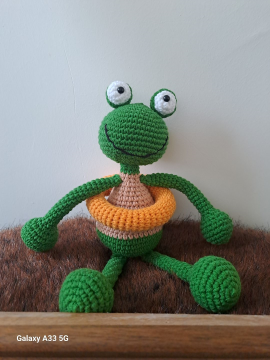 Sevimli Kurbağa Amigurumi Oyuncak Uyku Arkadaşı Yeşil