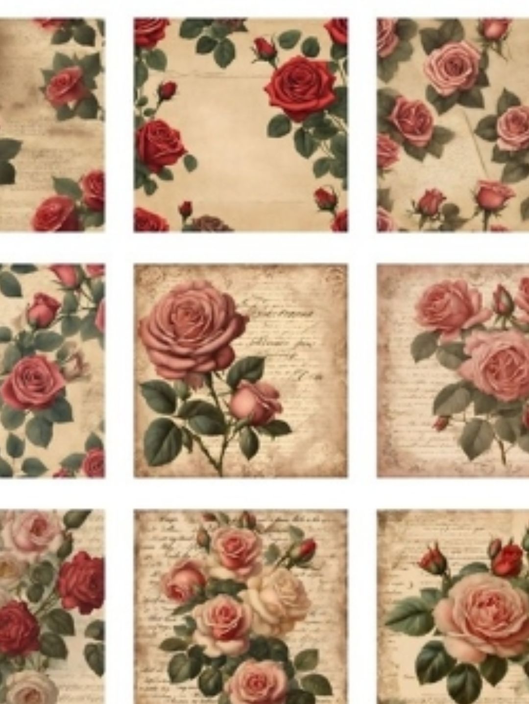 vintage-rose-sticker-cikartma-kirmizi