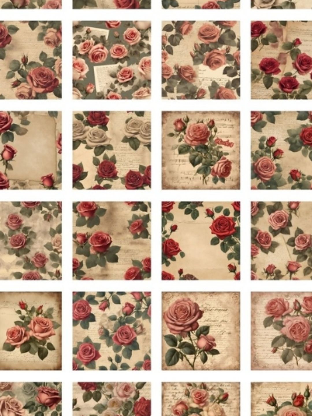 vintage-rose-sticker-cikartma-kirmizi