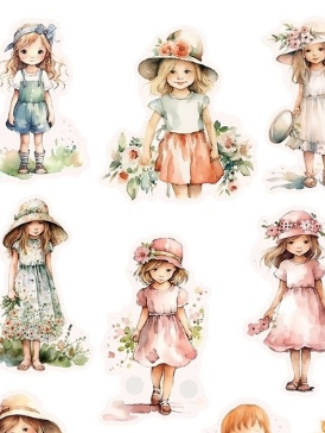 cute-girl-flower-sticker-journal-cikartma-scrapbook-cok-renkli