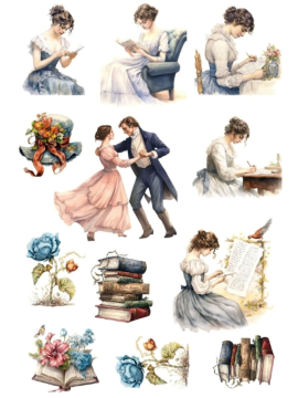 Vintage Romanticism 2 Sticker Journal Kolaj Çıkartma  Çok Renkli