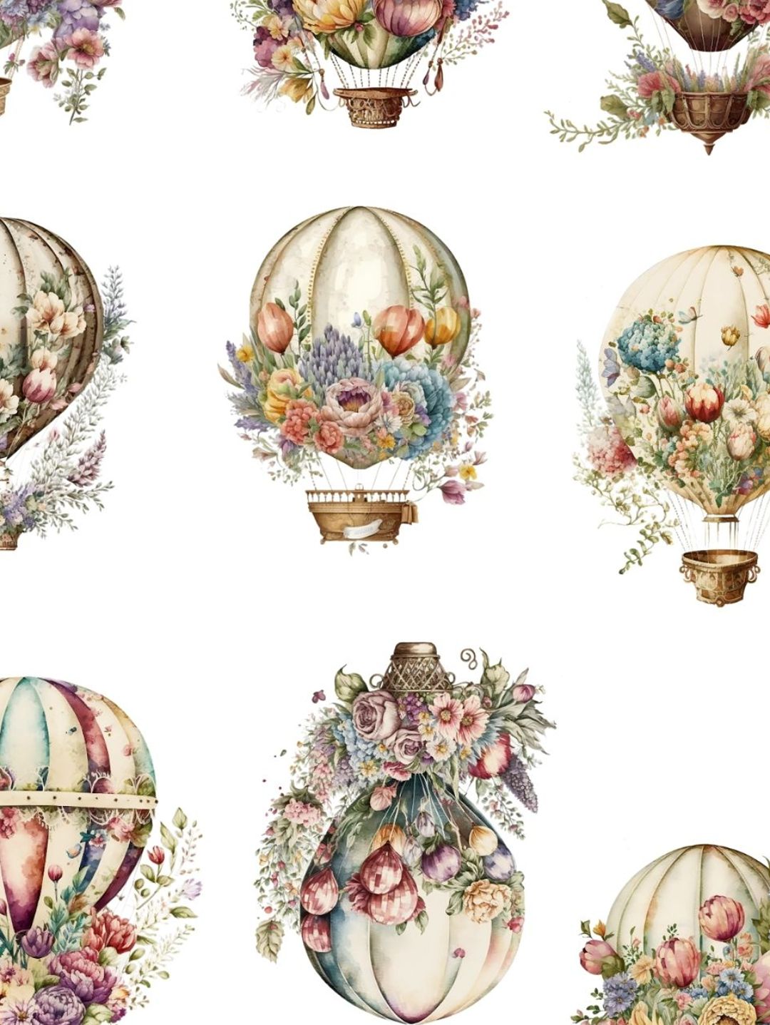 hot-air-ballon-sticker-journal-cikartma-scrapbook-cok-renkli