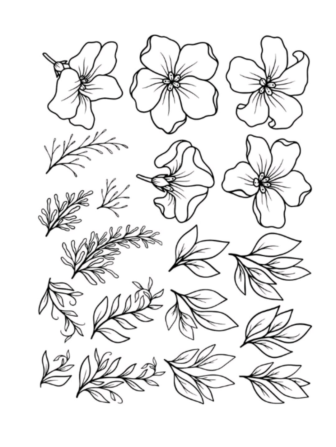 black-flower-lines-sticker-cikartma-cok-renkli