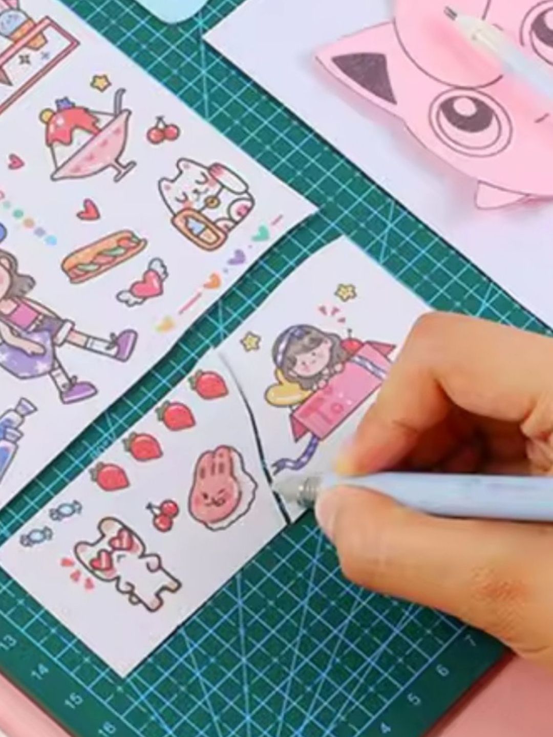 yapistirici-kreatuar-bicagi-sticker-cimbizi-spatula-journal-kolaj-mavi