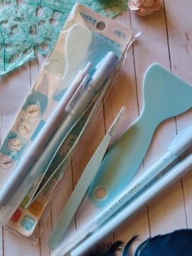 Yapıştırıcı Kreatuar Bıçağı Sticker Cımbızı Spatula Journal Kolaj Mavi
