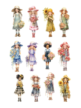 Flower Girl Sticker Çıkartma  Çok Renkli