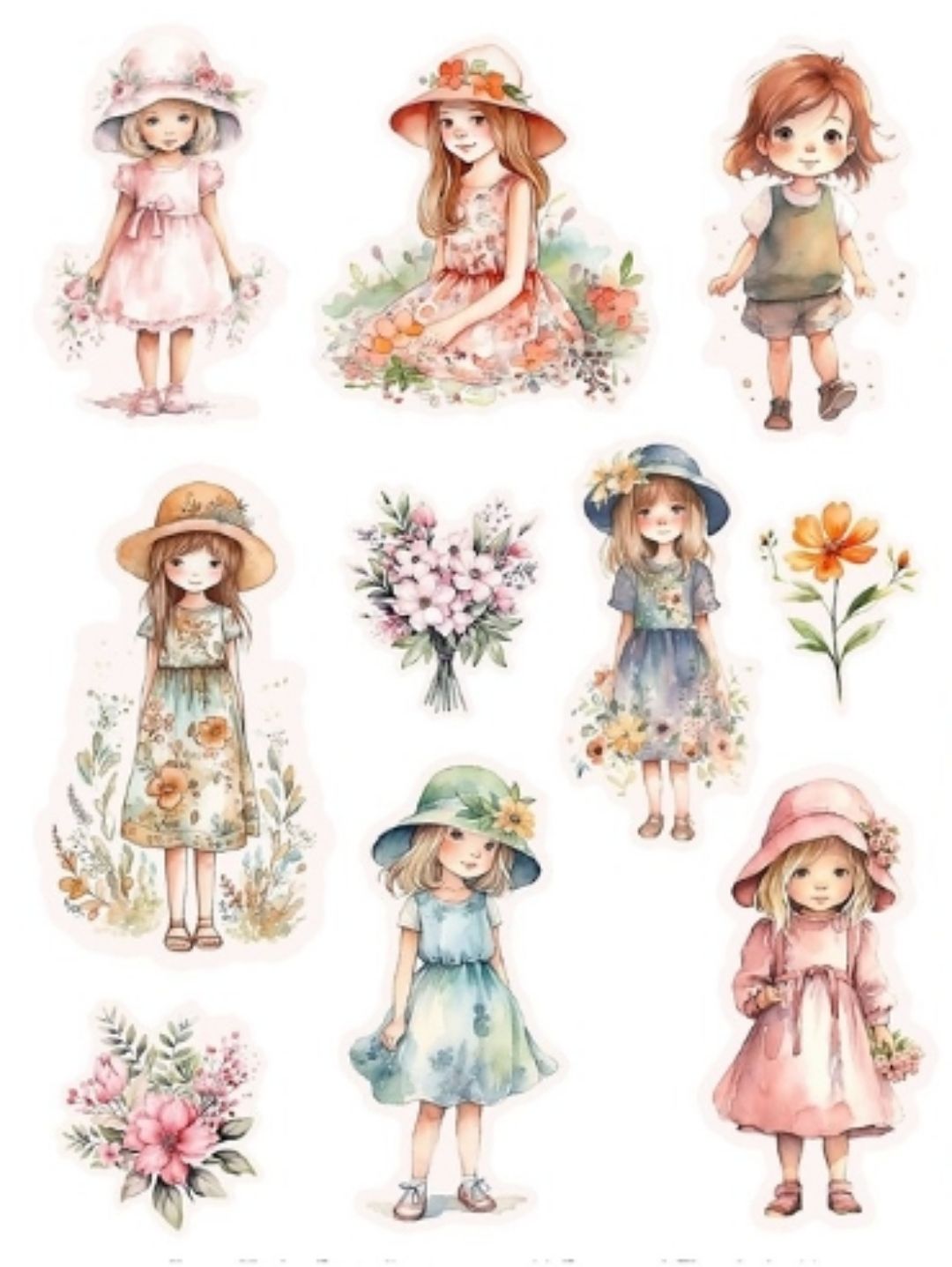 cute-girl-flower-b-sticker-journal-cikartma-scrapbook-cok-renkli