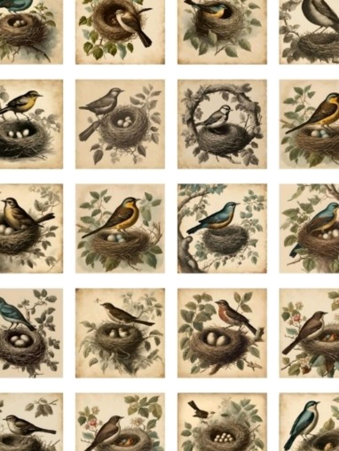 vintage-birds-sticker-cikartma-kahverengi