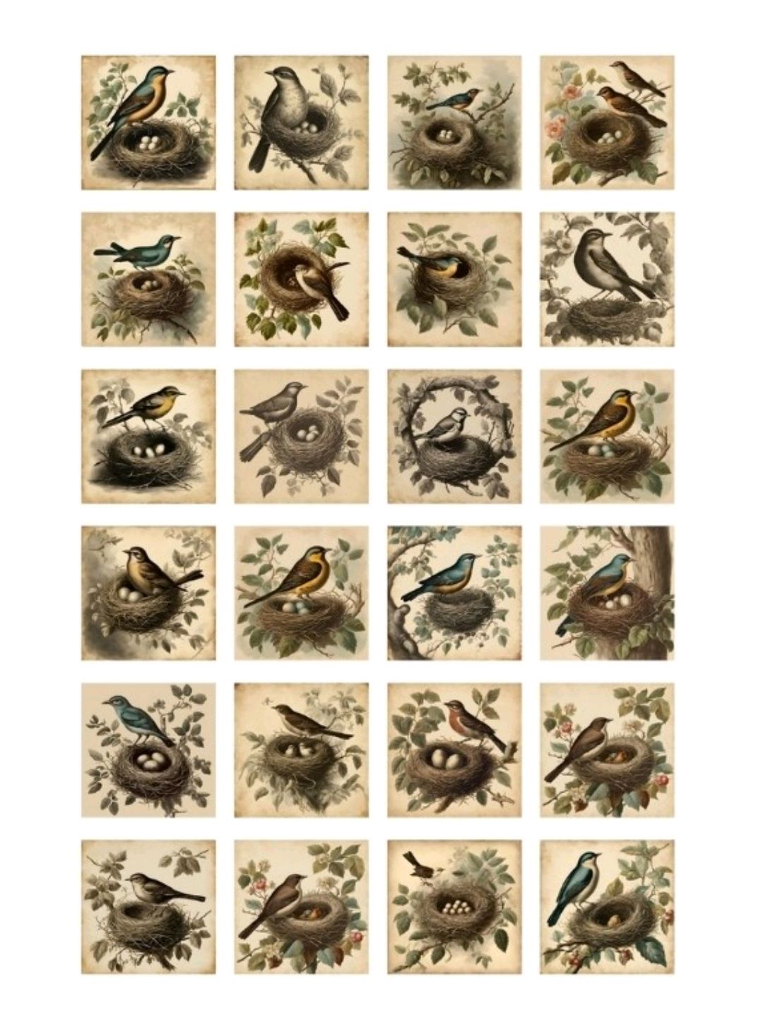vintage-birds-sticker-cikartma-kahverengi