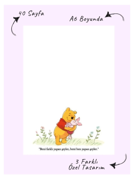 Winnie The Pooh Sözleri Memopad - Notepad - Defter 2 Beyaz