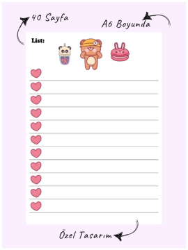 Kawaii Planlayıcı Defter - Memopad-  Notepad 1 Beyaz