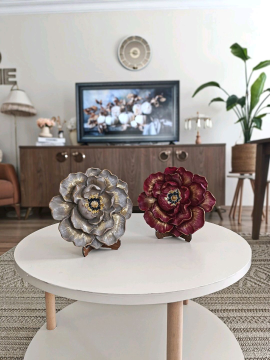 2'li Takım Dev Obje Gül  Bordo