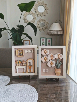 2'li Takım Orkide Detay Pano  Bej