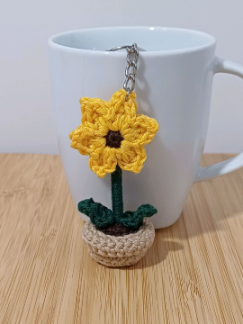 Minyatür Saksılı Ayçiçeği Anahtarlık  Sarı