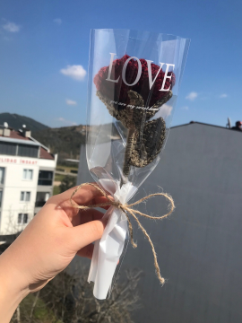 Örgü Çiçek Gül Buketi Kadınlar Günü Bordo
