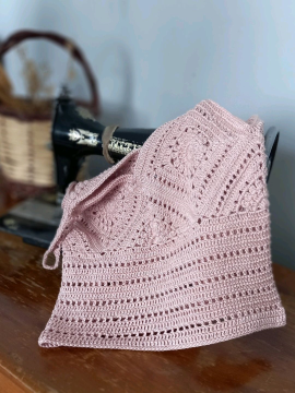 El Örgüsü Pudra Crop Top Pembe