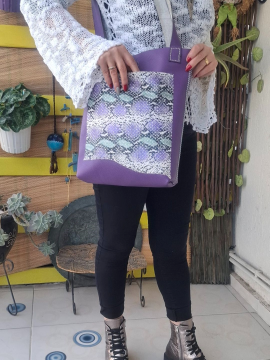 5 Farklı Renk Hakiki Deri Tote Çanta Mor