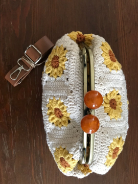 Örgü Çanta Clutch Sarı