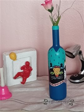 3 Kedili Dekoratif Vazo-şişe 6 Çok Renkli