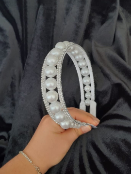 The Big Pearl Beyaz İnci Ve Taşlı Toka - Saç Aksesuarı 