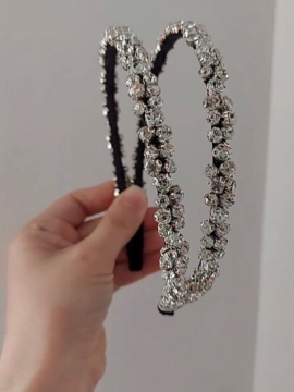 Diamond V6 Kristal Taş İşlemeli Gümüş Taç - Saç Bandı