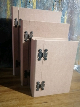 Boyanabilir Ahşap 3lü Kitap Kutusu Bej