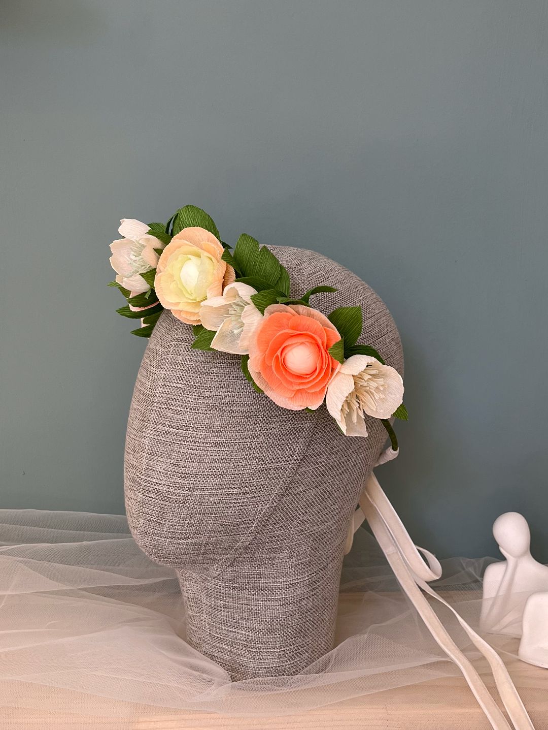 boho-halo-sac-aksesuari-kagit-cicek-sanati-pembe