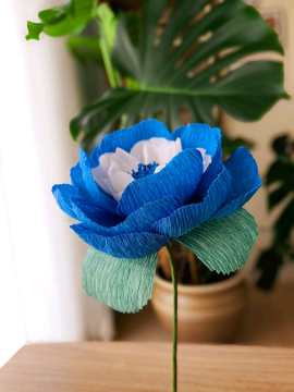 Cyber Blue Peony Kağıt Çiçek Sanatı  Saks Mavi