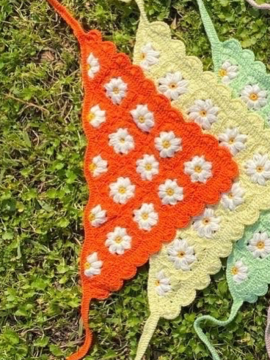 Papatya Motif Tasarım Bandana Turuncu