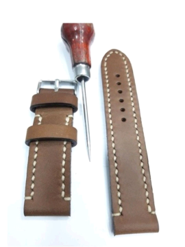 22 Mm Taba Crayz El Yapımı Gerçek Deri Saat Kordonu  Taba